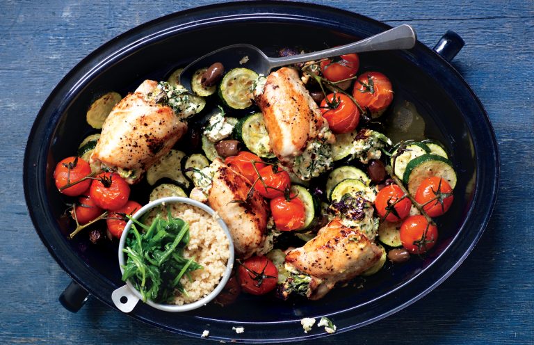 Ricotta-stuffed chicken tray bake - Healthy Food Guide