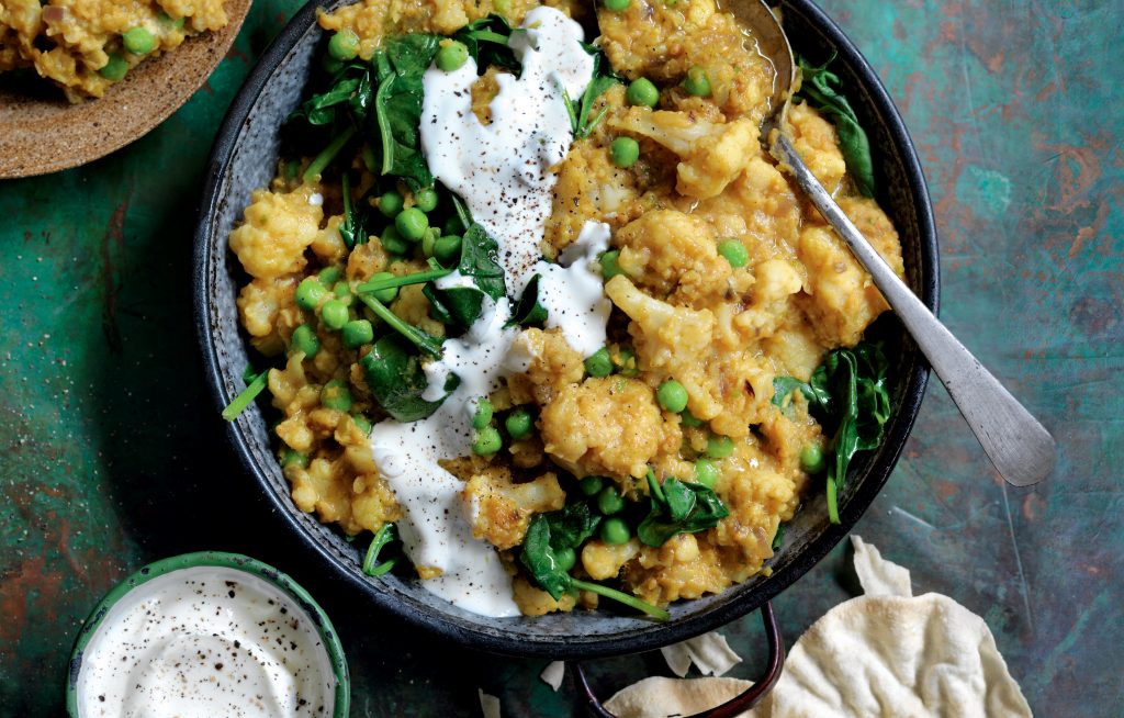 Spinach and red lentil dhal