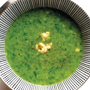 Broccoli, rocket and blue cheese soup