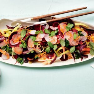 Carrot and beetroot salad with orange harissa dressing