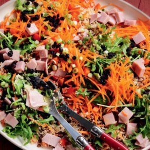 Ham, couscous and lentil salad