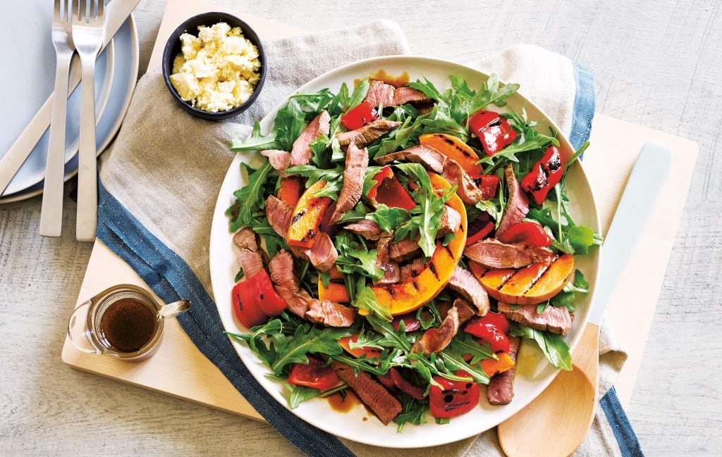 Barbecued butternut and lamb salad