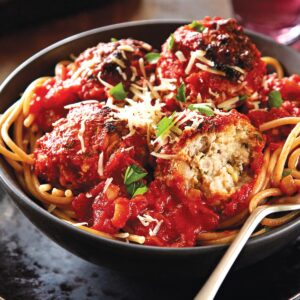 Tuscan meatballs and spaghetti