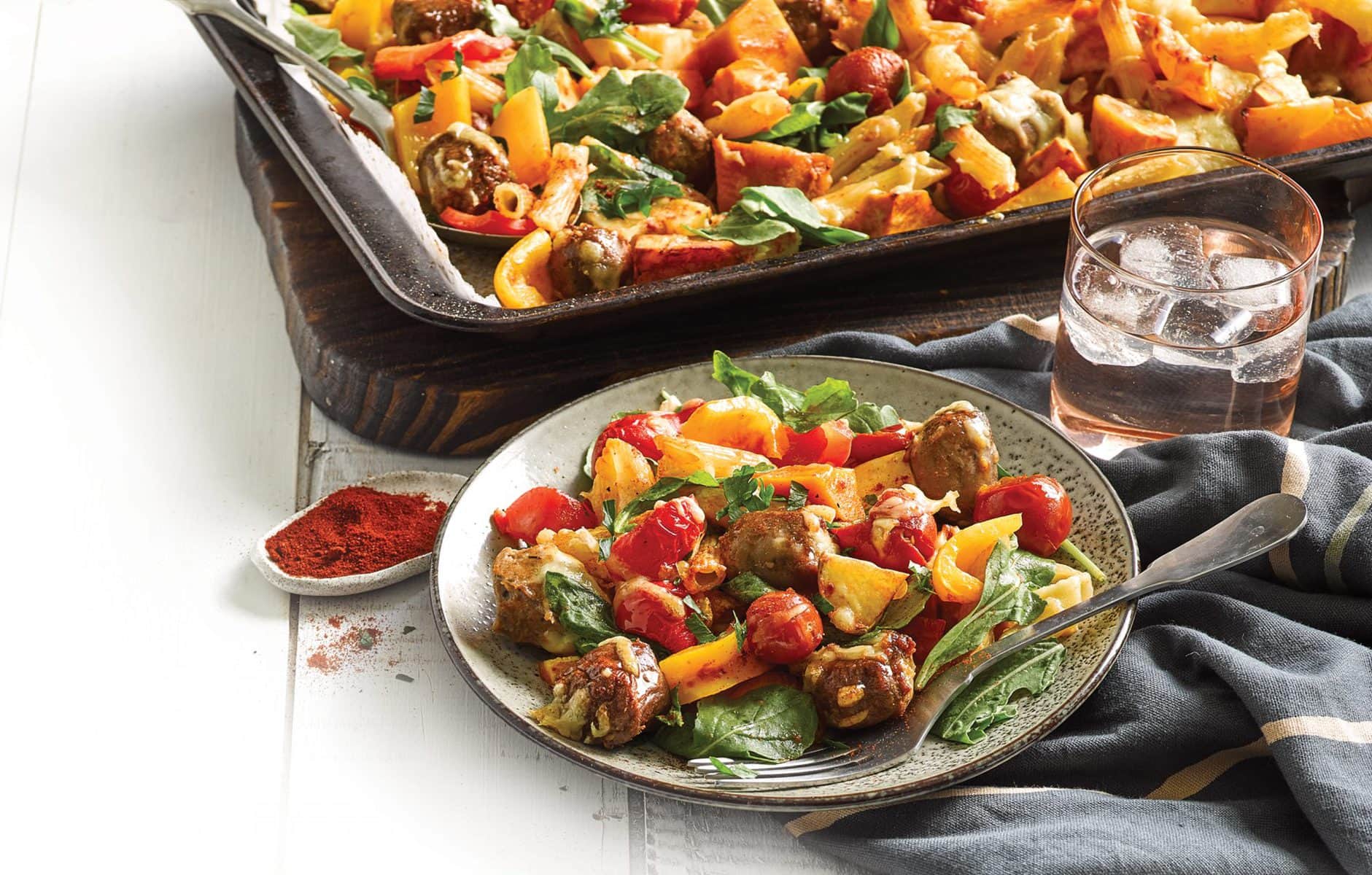 Sausage and vegie tray bake - Healthy Food Guide