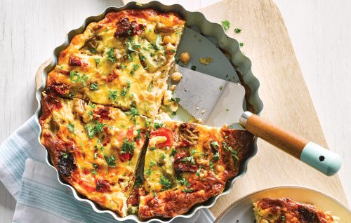 Sundried tomato and nut crustless quiche