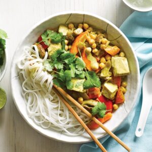 Tofu and chickpea coconut curry