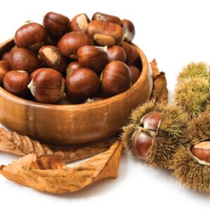 In season late autumn: Chestnuts and Granny Smith apples