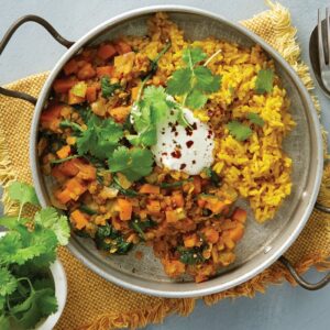 Red dhal with turmeric rice