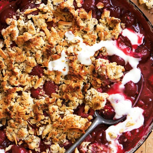 Cherry, chia and oat crumble