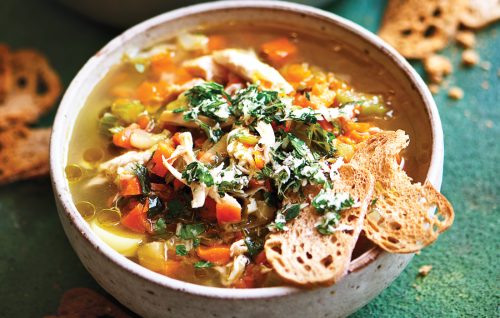 Quick chicken and vegetable soup with gremolata