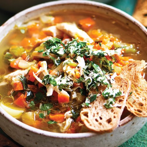 Quick chicken and vegetable soup with gremolata