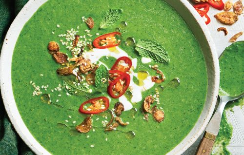 Thai green pea blender soup