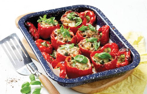 Cheesy stuffed roasted red peppers
