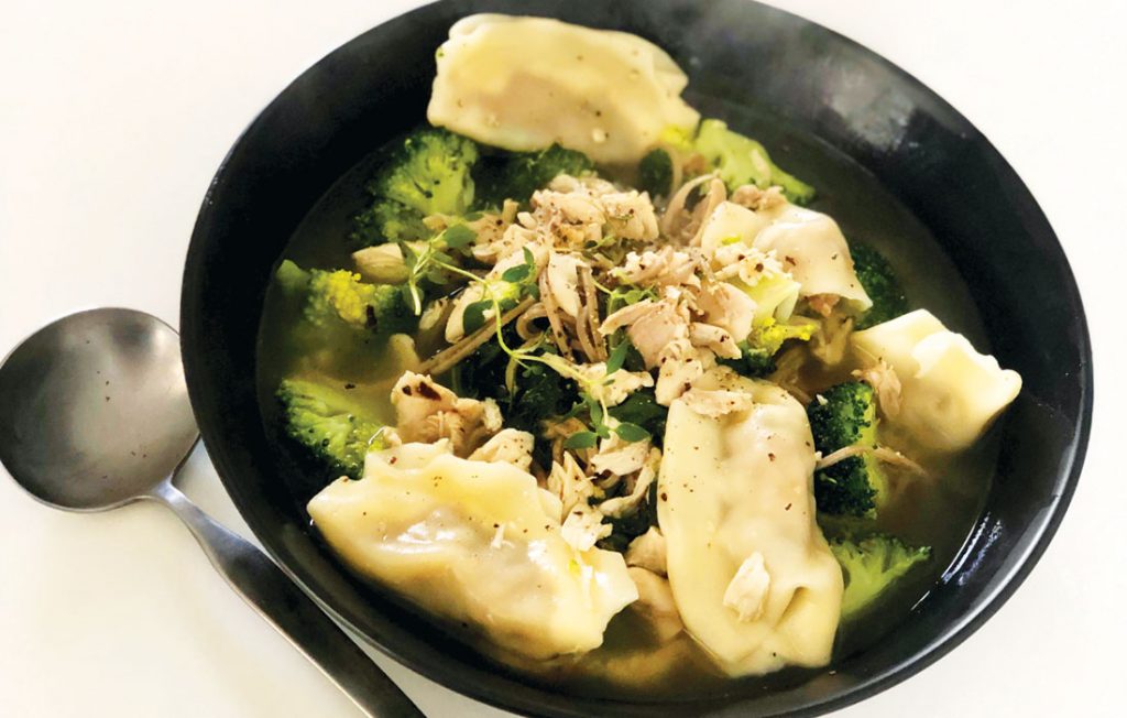 Dumpling soup with vegetables