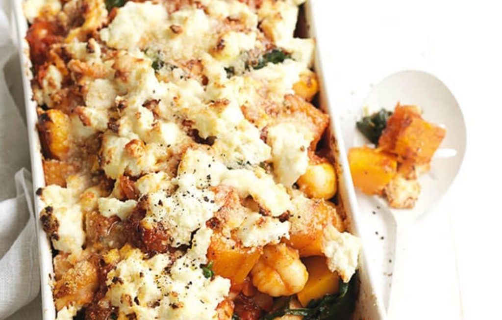 Baked gnocchi with squash and spinach