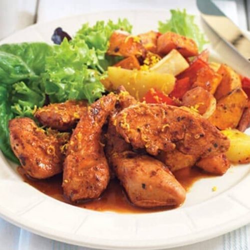 Peri-peri chicken with roasted vegetables