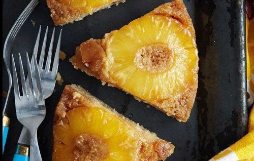 Healthier pineapple upside-down cake