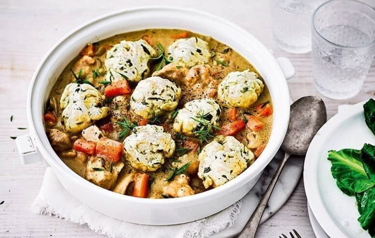 Chicken casserole with tarragon dumplings - Healthy Food Guide