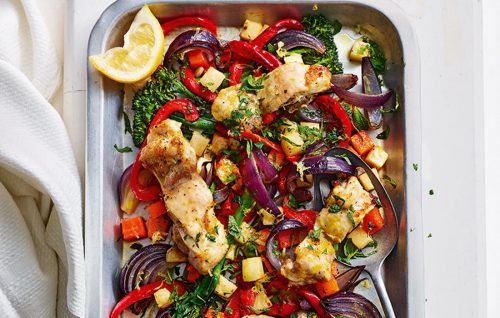 Chicken and vegetable tray bake