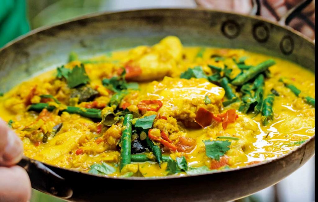 Turmeric fish and coconut curry