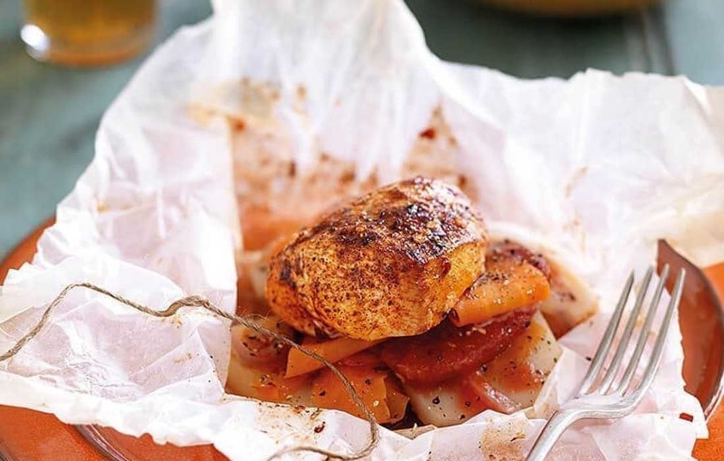 Healthy chicken and potato parcels