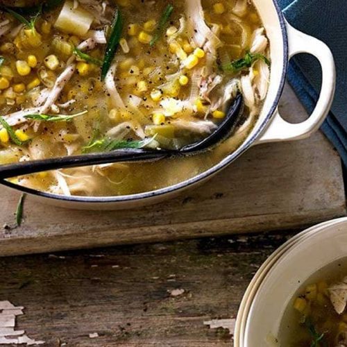 Chicken, tarragon and corn soup