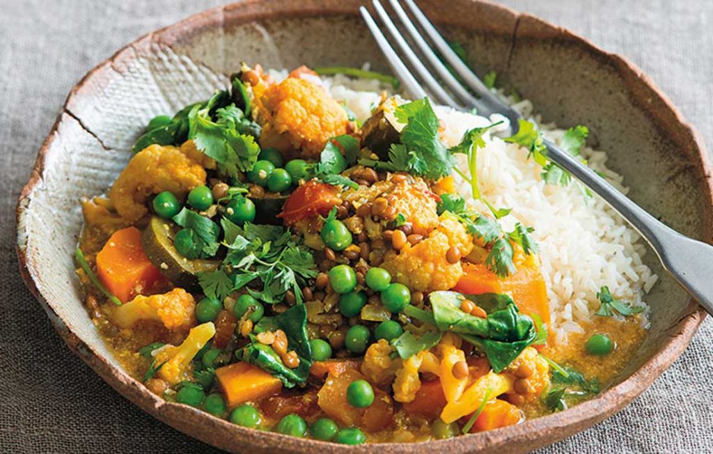 Vegetable and lentil curry