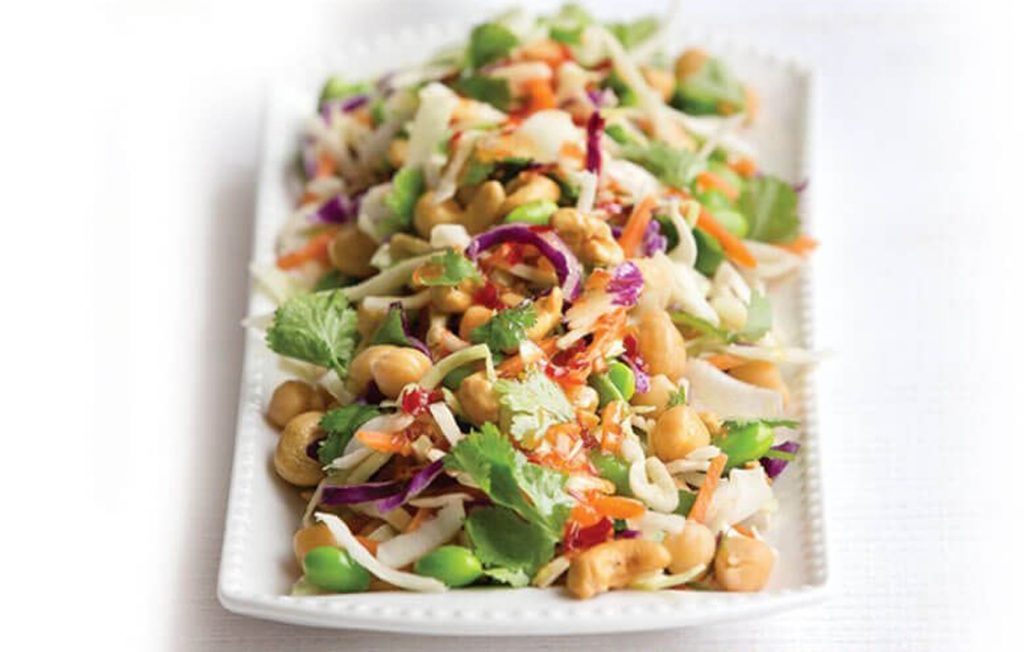 Asian cabbage, chickpea and edamame salad