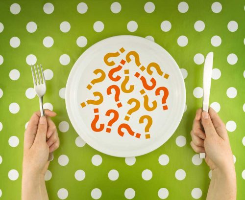 Plate of question marks