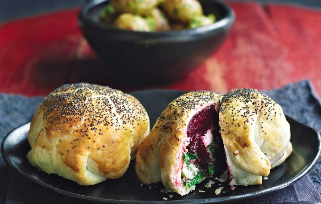 Beetroot and goat’s cheese parcels
