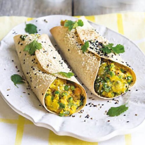 Indian style potato and chickpea wraps