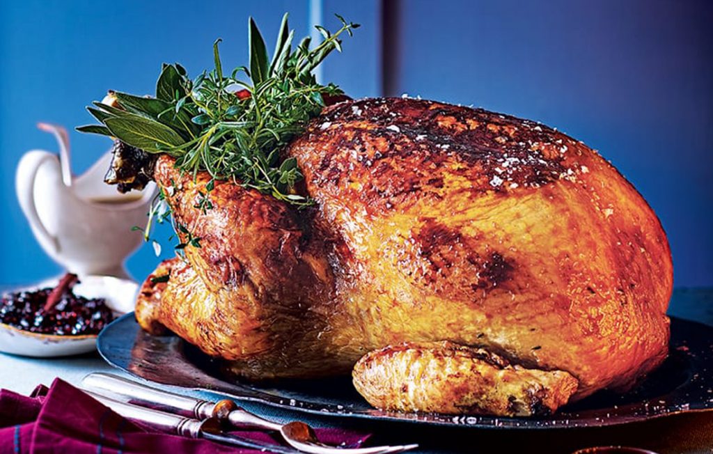 Parcel-baked roast turkey with cider glaze