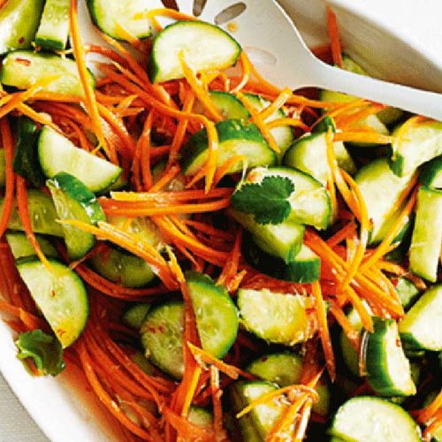 Cucumber and carrot salad with Asian dressing