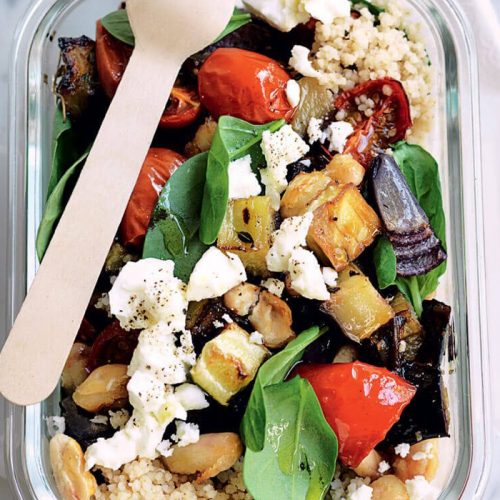 Roasted vegetable and feta couscous salad