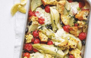 Med-style tray bake with mozzarella - Healthy Food Guide