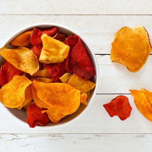 Bowl of colourful chips