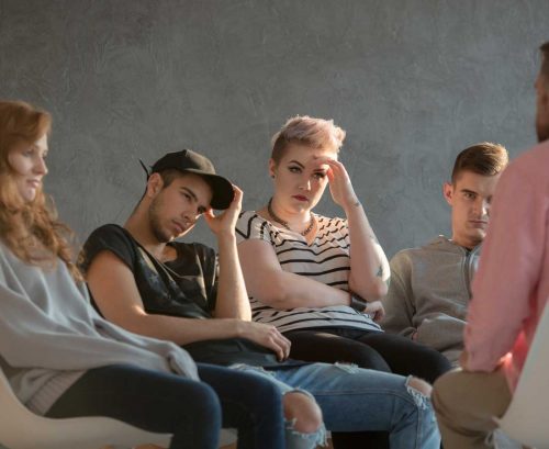 Troubled teens in group therapy