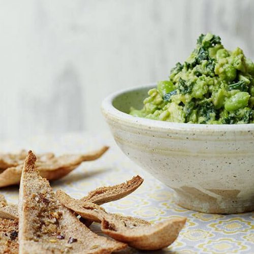 Good-for-you guacamole with pitta crisps