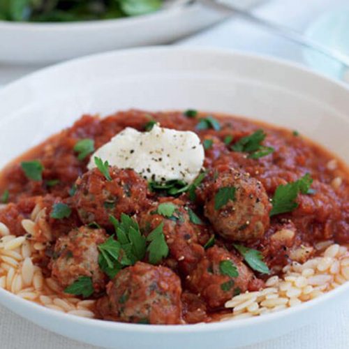 Meatballs with orzo pasta