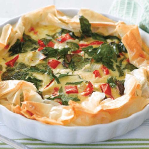 Quiche made healthier, with new potatoes and salad