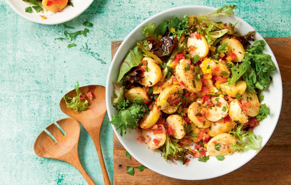 Warm potato salad made healthier