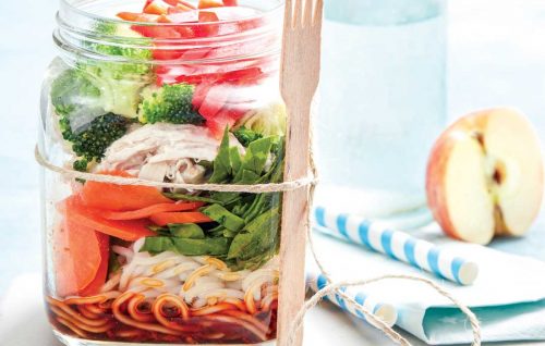 Thai chicken noodles in a jar