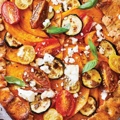 Tomato, pumpkin and courgette tart