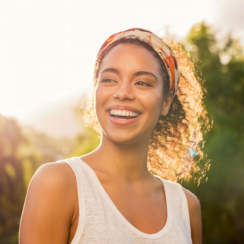 Healthy woman smiling