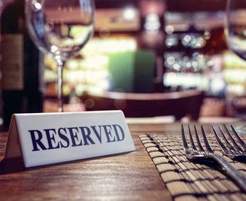 Reserved table in a restaurant