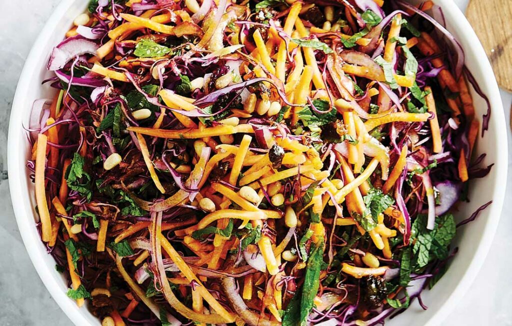 Carrot slaw with turmeric dressing