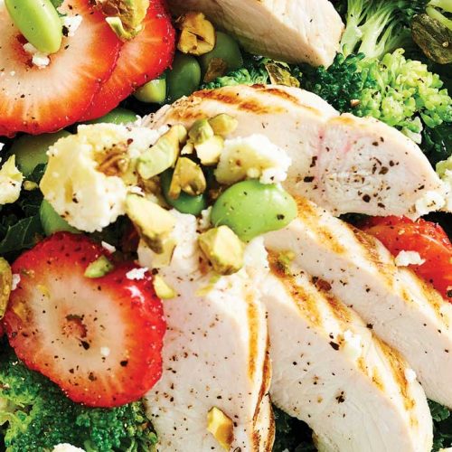 Chicken, kale and strawberry salad