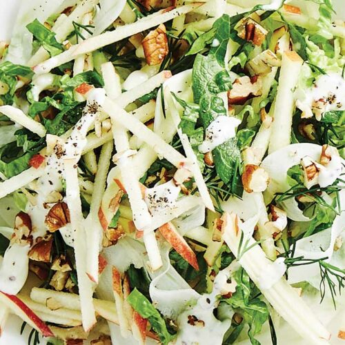 Fennel, apple and cos slaw with seeded mustard dressing