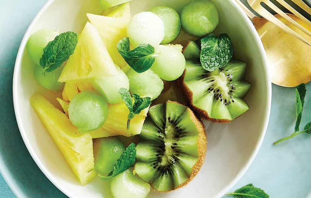 Green and gold fruit salad