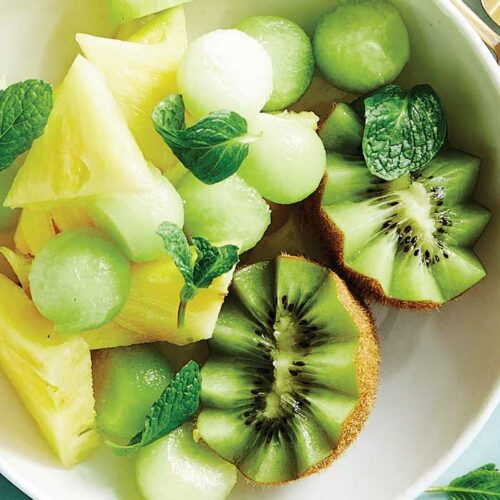 Green and gold fruit salad